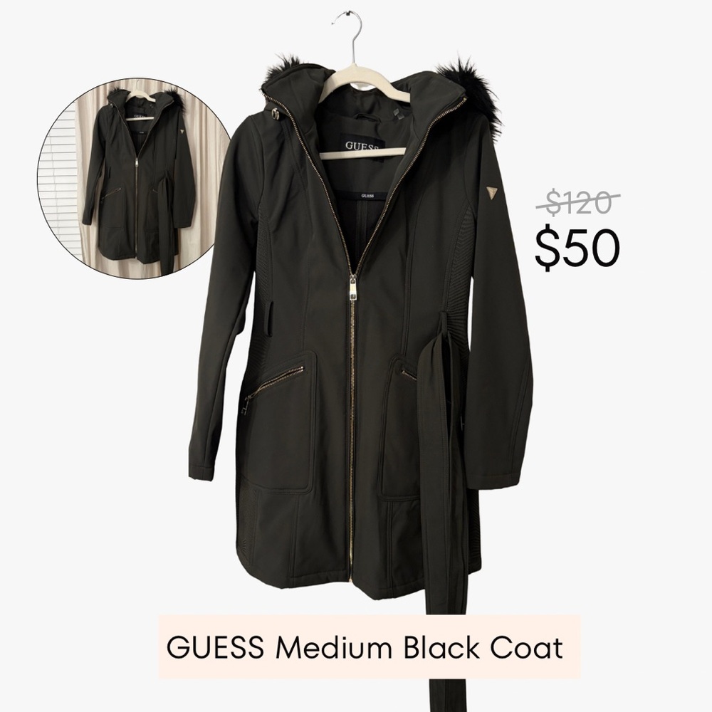 Guess Black Hooded Coat